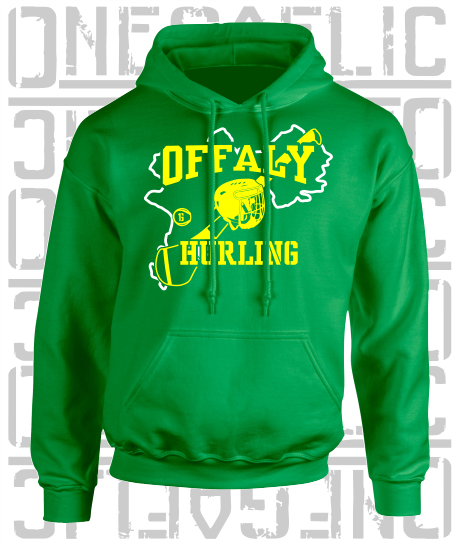 County Map Hurling Hoodie - Adult - Offaly