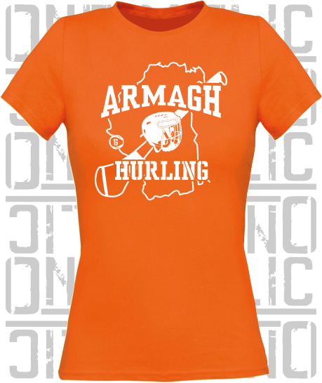 Hurling County Map Ladies Skinny-Fit T-Shirt - All Counties Available