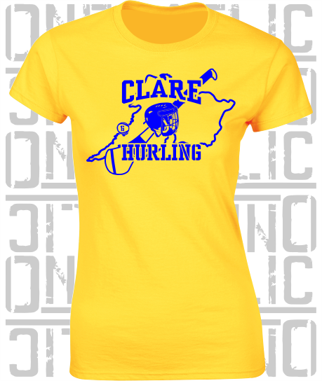 Hurling County Map Ladies Skinny-Fit T-Shirt - All Counties Available