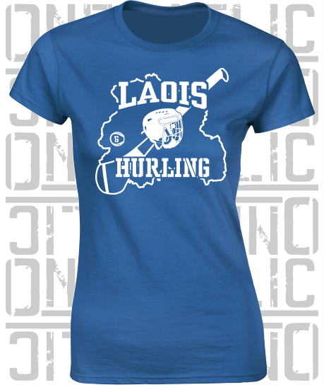 County Map Hurling Ladies Skinny-Fit T-Shirt - Laois