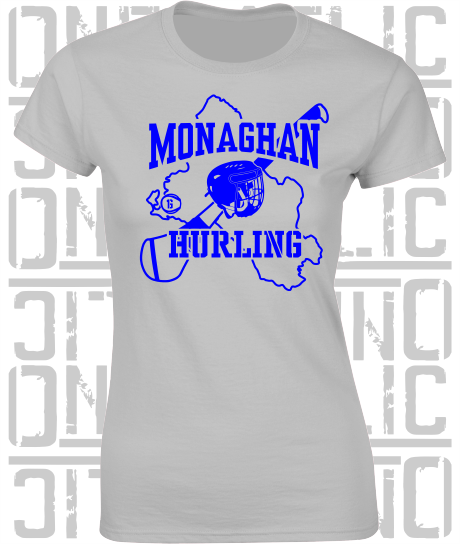 County Map Hurling Ladies Skinny-Fit T-Shirt - Monaghan