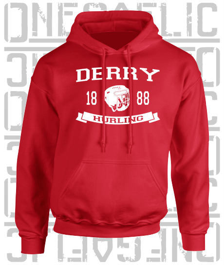 Hurling Helmet Design Hoodie - Adult - Derry