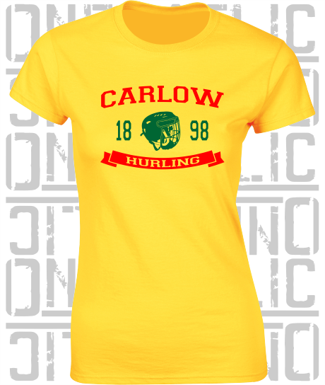 Hurling Helmet Design - Ladies Skinny-Fit T-Shirt - Carlow