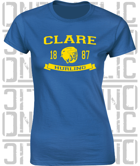 Hurling Helmet Design - Ladies Skinny-Fit T-Shirt - Clare