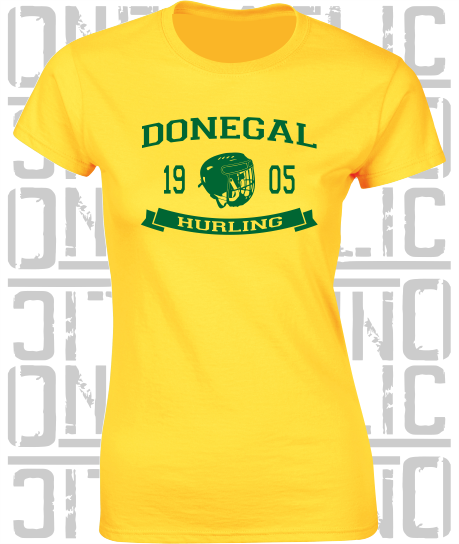 Hurling Helmet Design - Ladies Skinny-Fit T-Shirt - Donegal