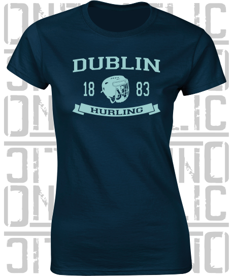 Hurling Helmet Design - Ladies Skinny-Fit T-Shirt - Dublin