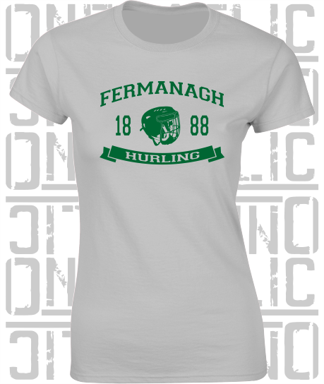 Hurling Helmet Design - Ladies Skinny-Fit T-Shirt - Fermanagh