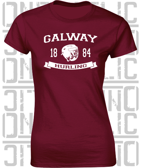 Hurling Helmet Design - Ladies Skinny-Fit T-Shirt - Galway