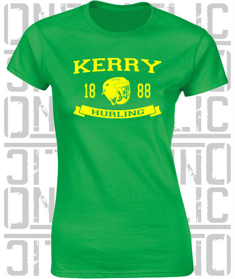 Hurling Helmet Design - Ladies Skinny-Fit T-Shirt - Kerry