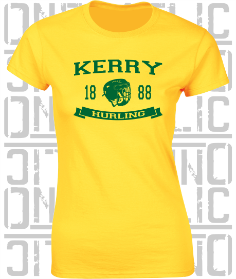 Hurling Helmet Design - Ladies Skinny-Fit T-Shirt - Kerry