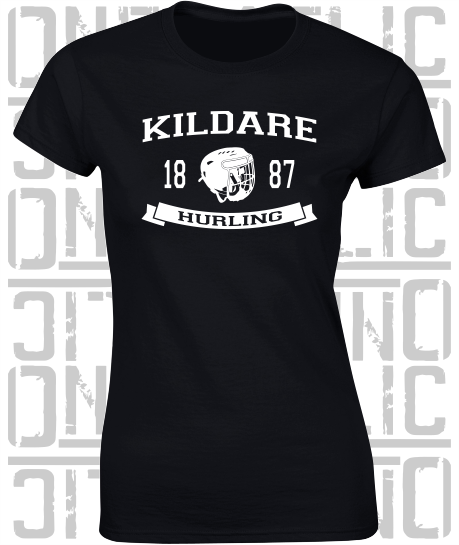 Hurling Helmet Design - Ladies Skinny-Fit T-Shirt - Kildare