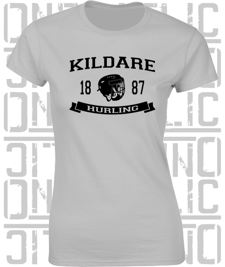 Hurling Helmet Design - Ladies Skinny-Fit T-Shirt - Kildare