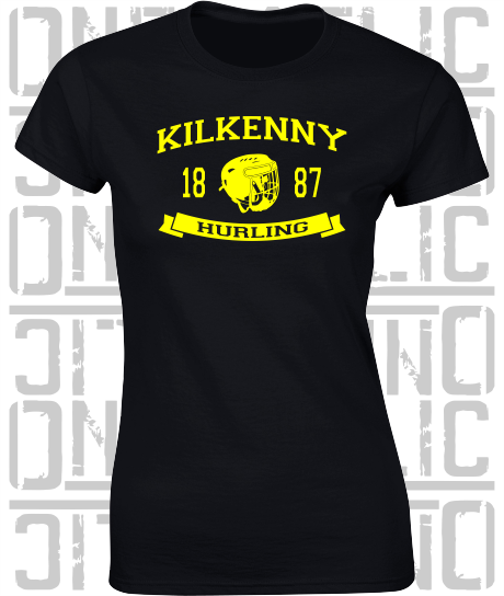 Hurling Helmet Design - Ladies Skinny-Fit T-Shirt - Kilkenny