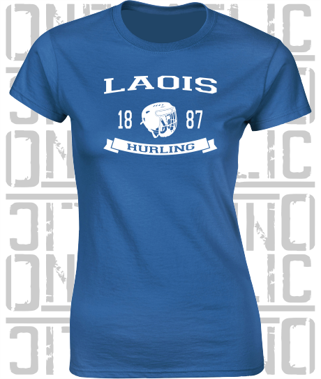 Hurling Helmet Design - Ladies Skinny-Fit T-Shirt - Laois