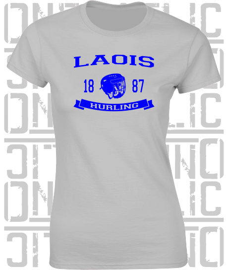 Hurling Helmet Design - Ladies Skinny-Fit T-Shirt - Laois