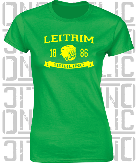 Hurling Helmet Design - Ladies Skinny-Fit T-Shirt - Leitrim