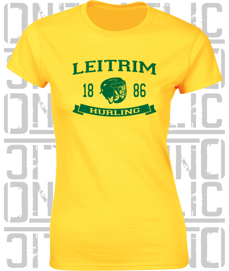 Hurling Helmet Design - Ladies Skinny-Fit T-Shirt - Leitrim