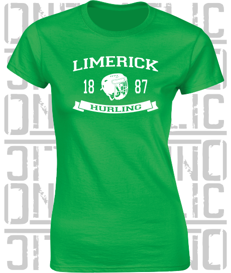 Hurling Helmet Design - Ladies Skinny-Fit T-Shirt - Limerick