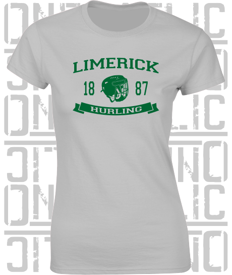 Hurling Helmet Design - Ladies Skinny-Fit T-Shirt - Limerick