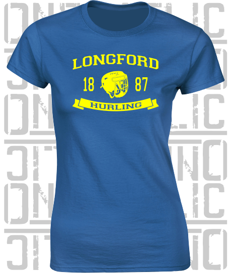 Hurling Helmet Design - Ladies Skinny-Fit T-Shirt - Longford