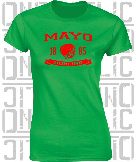 Hurling Helmet Design - Ladies Skinny-Fit T-Shirt - Mayo