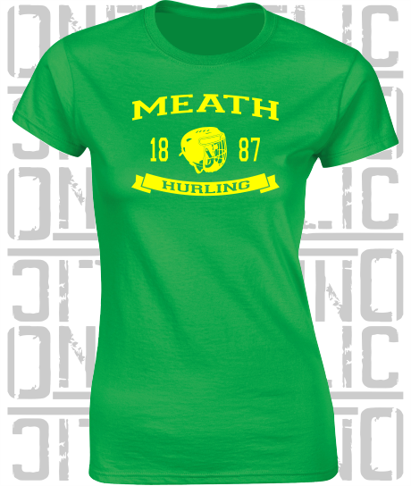 Hurling Helmet Design - Ladies Skinny-Fit T-Shirt - Meath