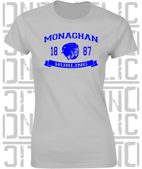 Hurling Helmet Design - Ladies Skinny-Fit T-Shirt - Monaghan