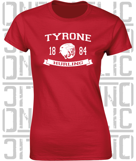 Hurling Helmet Design - Ladies Skinny-Fit T-Shirt - Tyrone