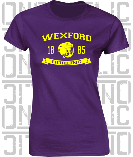 Hurling Helmet Design - Ladies Skinny-Fit T-Shirt - Wexford