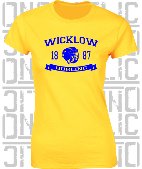 Hurling Helmet Design - Ladies Skinny-Fit T-Shirt - Wicklow