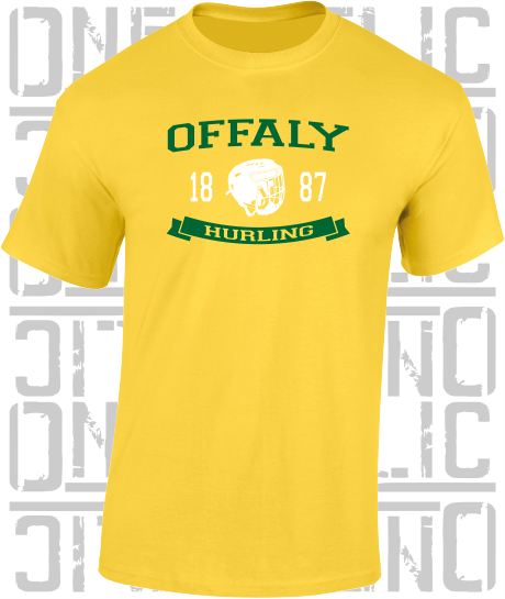 Hurling Helmet T-Shirt - Adult - Offaly