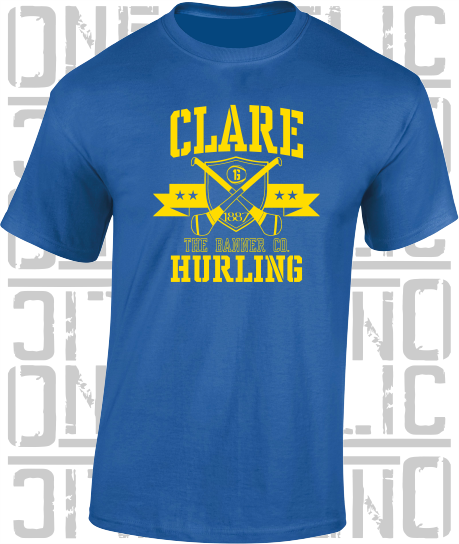 Crossed Hurls Hurling T-Shirt Adult - Clare