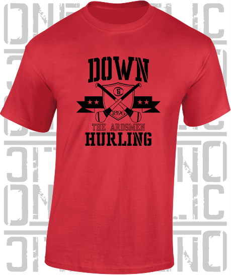 Crossed Hurls Hurling T-Shirt Adult - Down