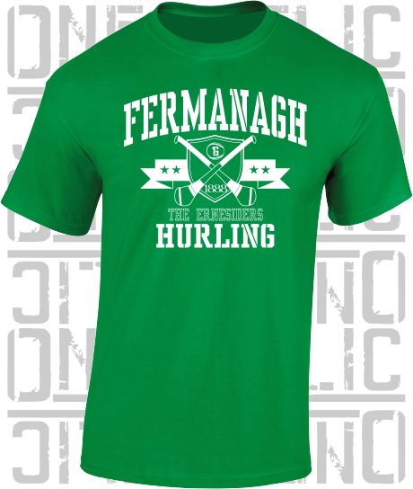 Crossed Hurls Hurling T-Shirt Adult - Fermanagh