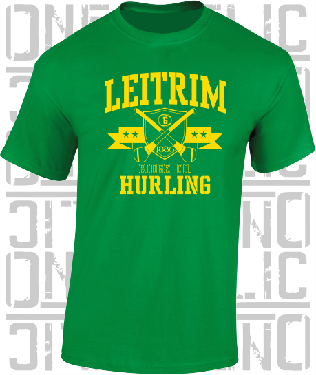 Crossed Hurls Hurling T-Shirt Adult - Leitrim