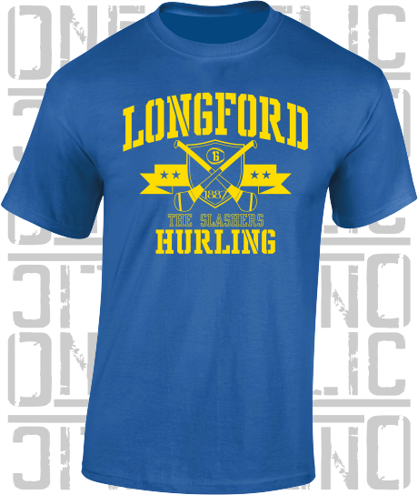 Crossed Hurls Hurling T-Shirt Adult - Longford