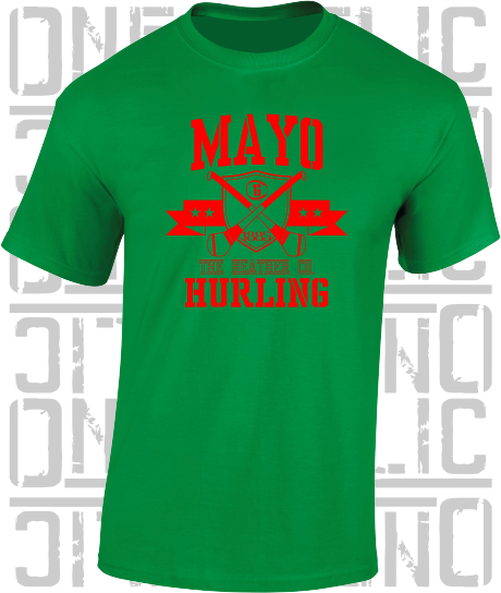 Crossed Hurls Hurling T-Shirt Adult - Mayo