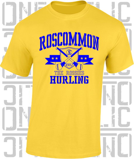 Crossed Hurls Hurling T-Shirt Adult - Roscommon