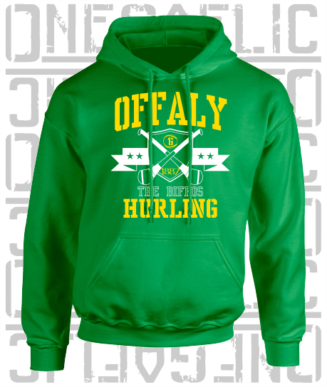 Crossed Hurls Hurling Hoodie - Adult - Offaly
