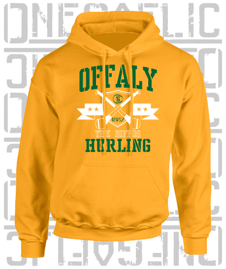 Crossed Hurls Hurling Hoodie - Adult - Offaly