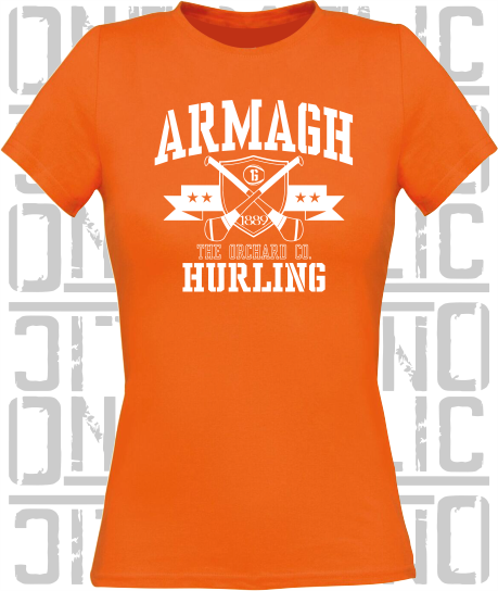 Crossed Hurls Hurling T-Shirt - Ladies Skinny-Fit - Armagh