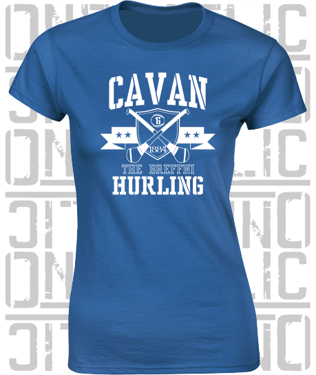 Crossed Hurls Hurling T-Shirt - Ladies Skinny-Fit - Cavan