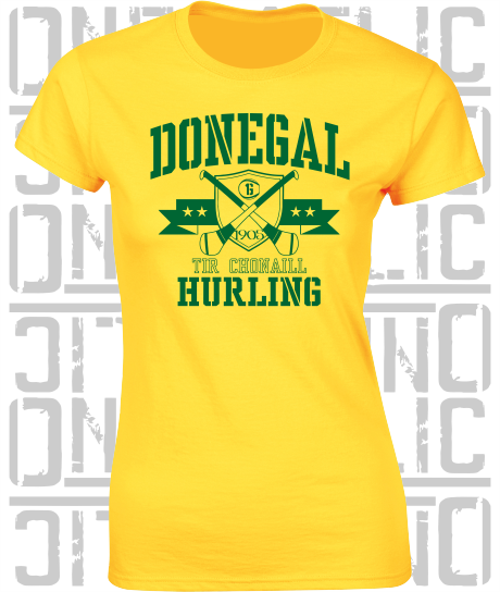 Crossed Hurls Hurling T-Shirt - Ladies Skinny-Fit - Donegal