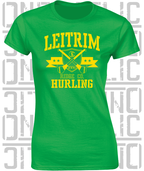 Crossed Hurls Hurling T-Shirt - Ladies Skinny-Fit - Leitrim