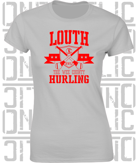 Crossed Hurls Hurling T-Shirt - Ladies Skinny-Fit - Louth