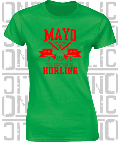 Crossed Hurls Hurling T-Shirt - Ladies Skinny-Fit - Mayo