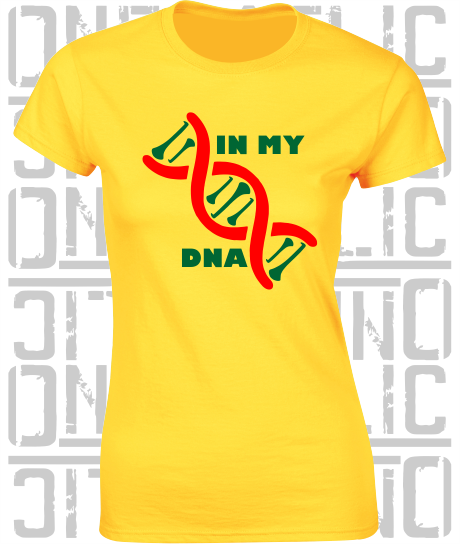 In My DNA Hurling / Camogie Ladies Skinny-Fit T-Shirt - Carlow