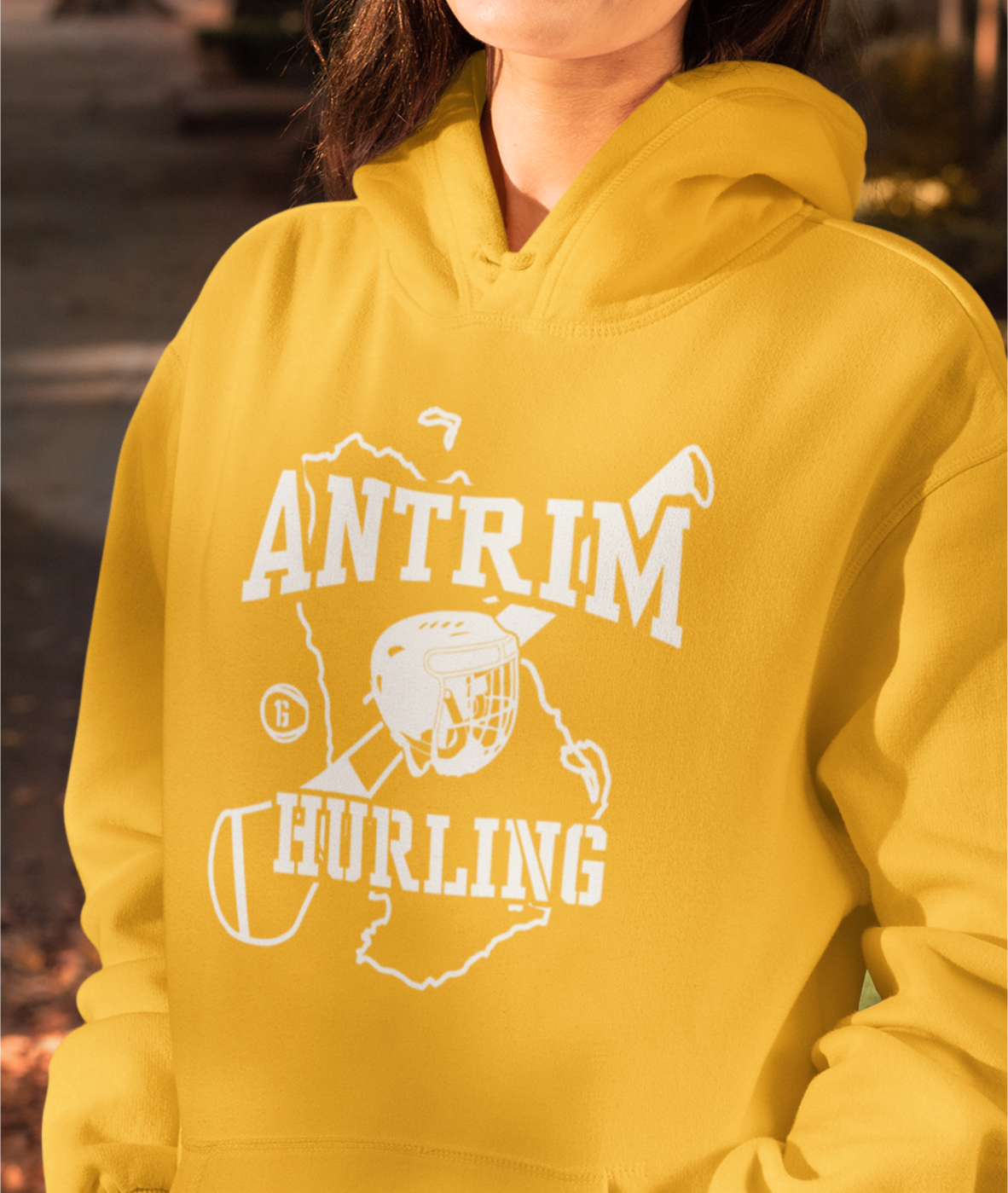 County Map Hurling Hoodie - Adult - Antrim