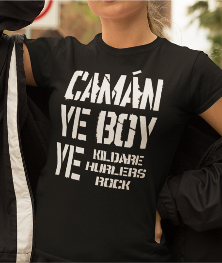 Camán Ye Boy Ye, Hurling T-Shirt - Ladies Skinny-Fit - All Counties Available