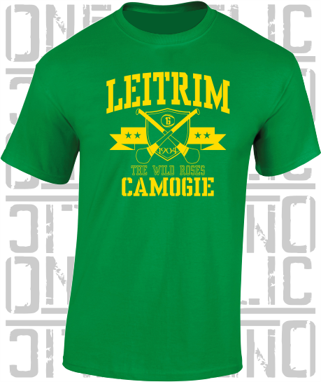 Crossed Hurls Camogie T-Shirt Adult - Leitrim